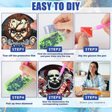 8 Pcs Halloween Diamond Art Coasters Kit for Adults - Round Full Drill Horror Diamond Painting Coasters Set with Holder,DIY Diamond Dot by Number Coaster Art and Craft for Home Wall Decor Gifts Ammklfh