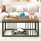 FOLUBAN Modern Coffee Table, Square Center Table for Living Room, Industrial Rustic Wood and Metal Cocktail Tea Table, 31.5 Inch, Brown FOLUBAN