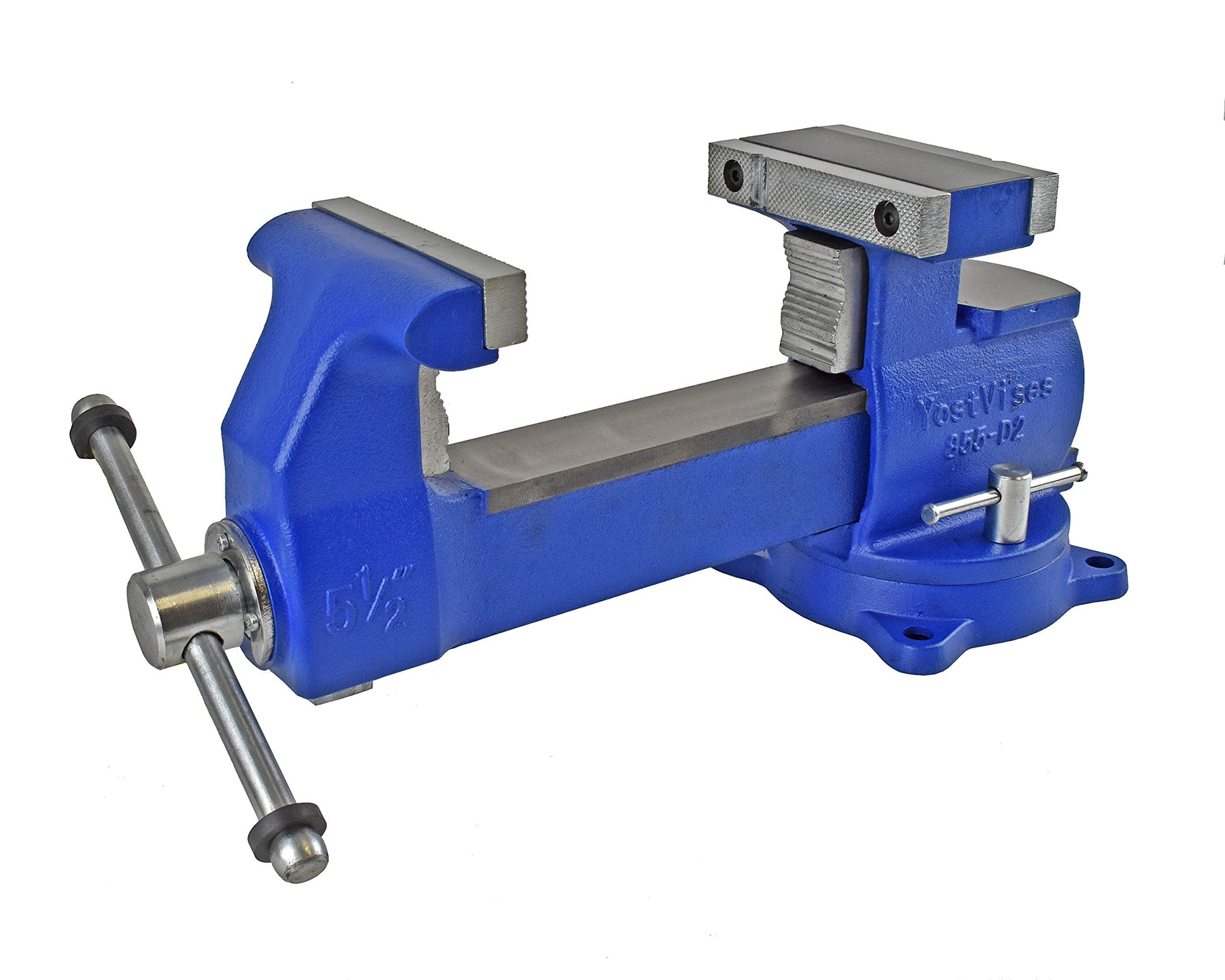 Yost Vises 855-D2 Industrial Grade Reversible Vise, 5.5", Blue - WoodArtSupply