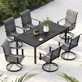 Grand patio Outdoor Swivel Dining Chairs 6-Piece Patio Dining Chair Set Mesh Sling Patio High Back Swivel Rockers, Black & Grey Plaid Grand patio