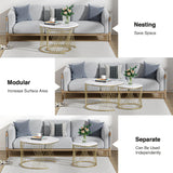 Giluta Round Coffee Table Set of 2, Modern Coffee Tables for Living Room, Faux Marble Center Table, Nesting Coffee Table Simple Nightstand Giluta