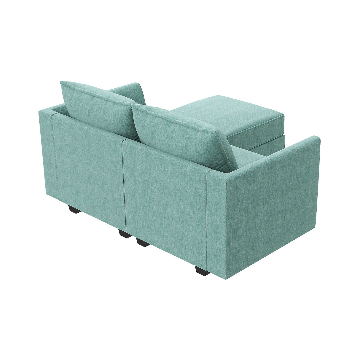 HONBAY Modular Sectional Sofa 2 Seater Couch with Chaise L Shaped Modular Sofa for Small Apartment, Aqua Blue HONBAY