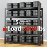 SYLOUGH 55.12" W Father&I 5-Shelf Industrial Adjustable Heavy-Dudy Tall Metal Garage Storage Shelves Shelving Units/Steel Wire Rack System (Commercial) for Basement/Shop, 84" H*55.12" W*24" D*, Black SYLOUGH