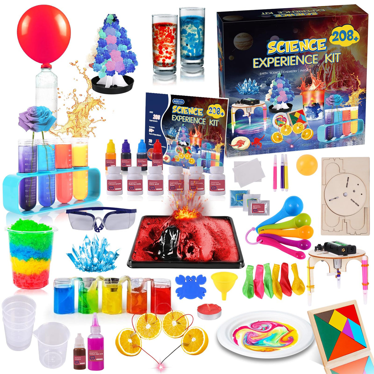 208+ Science Experiments - Science Kits for Kids Age 5-7-8-12, S.T.E.M Preschool Learning Educational Toys, Volcano Chemistry Set Scientist Set, Halloween Christmas Birthday Gift Ideas for Boys Girls Mestown