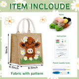 PUNICA Punch Needle Kits for Beginners with Highland Cow Pattern - Burlap Tote Bag for Adults & Kids, DIY Embroidery Starter Kit | Easy Craft Gifts (9x6.5x8.5 Inch) PUNICA