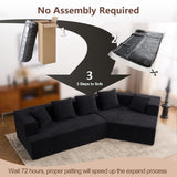 129.5" Modular Sectional Sofa, Cloud Memory Foam Couch, Modern Curved Couch Chenille Upholstered Deep Seat Sofa with 5 Pillows, No Assembly Required Oversized Corner Couches for Living Room (Black) IZLKQC