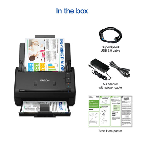 Epson Workforce ES-400 II Color Duplex Desktop Document Scanner for PC and Mac, with Auto Document Feeder (ADF) and Image Adjustment Tools, ES-400 II Epson