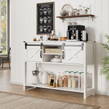 FansaFurn Console Table with Storage Shelf & Sliding Barn Door, Farmhouse Entryway Table with Storage, 46" Narrow Long Sofa, Behind Couch, Console Tables for Living Room (White) FansaFurn