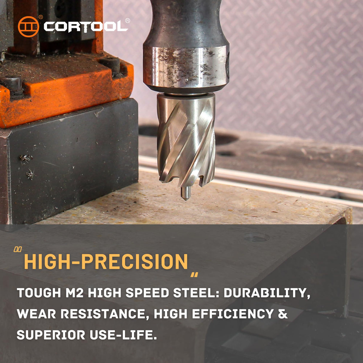 CORTOOL Annular Cutters 1/2 Cutting Diameter 3/4 Inch Weldon Shank Two-Flat, 1 Cutting Depth Inch HSS M2 Slugger Bits for Mag Drill Press with Pilot Pin Cortool