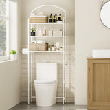 Selenvia 3-Tier Over The Toilet Storage, Metal Bathroom Shelves with 4 Hooks and Toilet Paper Holder, White Selenvia