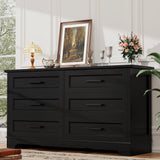 YESHOMY Dresser for Bedroom, Farmhouse 6 Drawers Dresser, Chest of Drawer Chest, Multi-Tier Clothing Storage Cabinet, Black YESHOMY