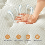 Selene Bedding Queen Mattress, 12 Inch Mattress Queen Size with Pocket Spring and Memory Foam for Pressure Relief, Motion Isolation, Edge Support, Medium Firm Mattress in a Box, CertiPUR-US, White Selene Bedding