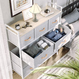 YITAHOME 9-Drawer Fabric Dresser, Furniture Storage Tower Cabinet, Organizer for Bedroom, Living Room, Hallway, Closet & Nursery, Sturdy Steel Frame, Wooden Top, Easy-to-Pull Fabric Bins(Light Grey) YITAHOME