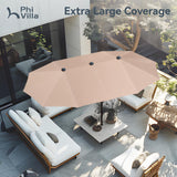 PHI VILLA 13ft Large Patio Umbrella Double-Sided Twin Outdoor Market Umbrella with Crank, Beige PHI VILLA
