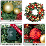 WANNA-CUL Pre-Lit 30 Inch Large Christmas Wreath for Front Door with 50 Led Lights,Luxury Red Gold Lighted Christmas Door Wreath Decor with Ball Ornaments, Battery Operated WANNA-CUL