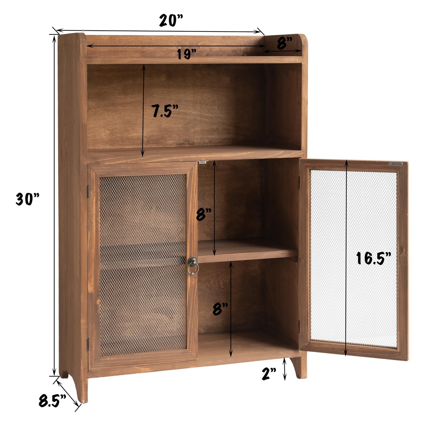 COLLECTIVE HOME - Storage Cabinet, 30" Organizer Cabinet, Solid Wood Bathroom Cabinet with 2 Door, Already Assembled, 20 x 8.5 x 30 Inch - WoodArtSupply