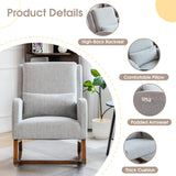 COCO DESIGN Rocking Chair Nursery Indoor with Thick Cushion, Modern Design for Living Room, Bedroom, Durable Wooden Frame with Soft Fabric, Comfortable for Reading, Gray COCO DESIGN