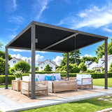 AECOJOY 13' x 10' Louvered Gazebo Pergola, 10x13 Outdoor Hardtop Wall-Mounted Lean to Gazebo with Adjustable Metal Rainproof Patio Roof, Pergolas and Gazebos Clearance, Heavy Duty Awnings for Patio AECOJOY