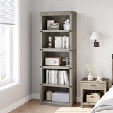 GAOMON 5 Tier Bookcase, Farmhouse Book Shelf with Storage, 67.4 Inch Tall Open Display Bookshelves, Wooden 5 Shelf Bookcase for Living Room, Bedroom - Grey GAOMON