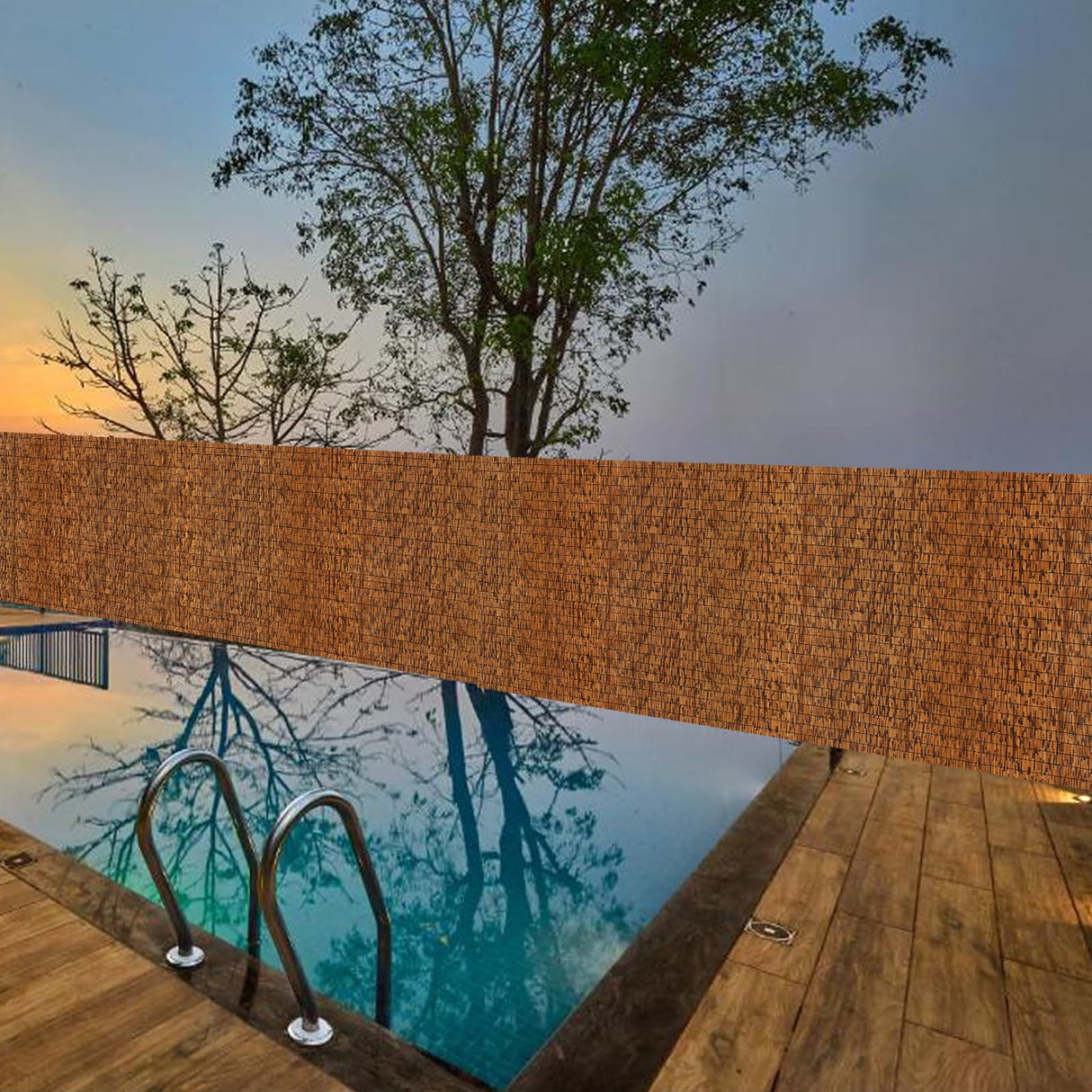 MOOKNAT 2 Pack Natural Reed Fence Roller Blind,4FT X 16.4FT Bamboo Fencing Privacy Reed Screening for Outdoor, Gallery, Restaurant, Hotel, Patio (Brown) MOOKNAT