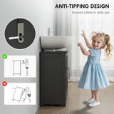 HOMCOM Pedestal Sink Storage Cabinet, Farmhouse Freestanding Bathroom Sink Cabinet with 2 Barn Doors and Adjustable Shelf, Distressed Black HOMCOM