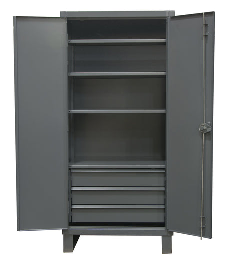 Durham Extra Heavy Duty Welded 12 Gauge Steel 3 Drawers Cabinet, HDCD243678-3B95, 1900 lbs Shelf Capacity, 24" Length x 36" Width x 78" Height, 4 Durham