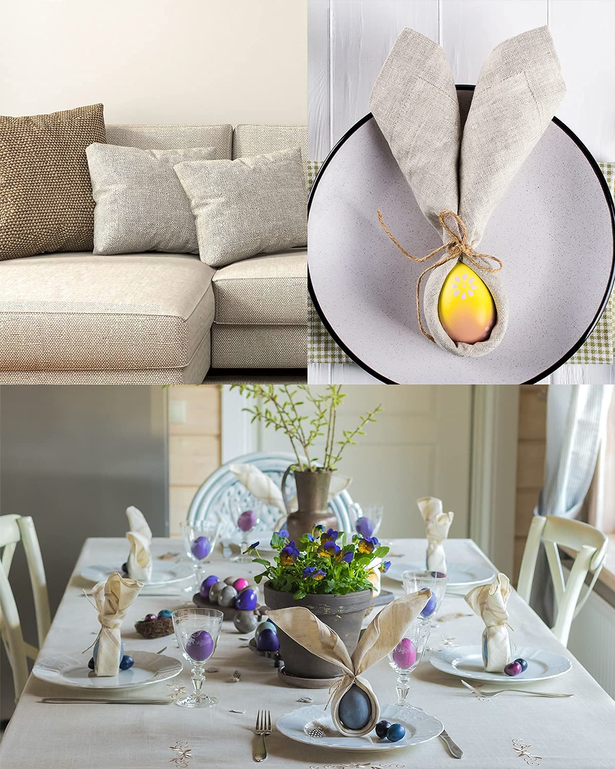 Pllieay 39 x 55 Inch Natural Pure 100% Linen Fabric, Plain Solid Colour Linen Fabric Cloth for Needlework, Dressmaking, Skirts, Bag, Embroidery, Tablecloths and Garments Craft Pllieay