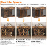Saudism 2-in-1 Farmhouse Dog Crate Furniture - Wooden Large Dog Kennel with Drawers Storage - Double Doors - Indoor TV Stand - Inner Height: 24 Inches - Ideal for One Big Dog or Two Small Dogs Saudism