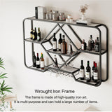 JOSIAHCQ Wine Rack Floating Bar Shelves Wall Mounted with Hanging Wine Glass Holder Liquor Cabinet Bottle Display Shelf Kitchen Shelf with Light Strip for Home Bar JOSIAHCQ