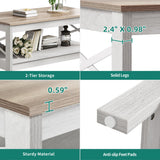 YITAHOME Coffee Tables for Living Room, Modern Farmhouse Coffee Table with Storage, 2-Tier Center Table Wood Living Room Table Accent Cocktail with Sturdy Frame, Grey Wash YITAHOME