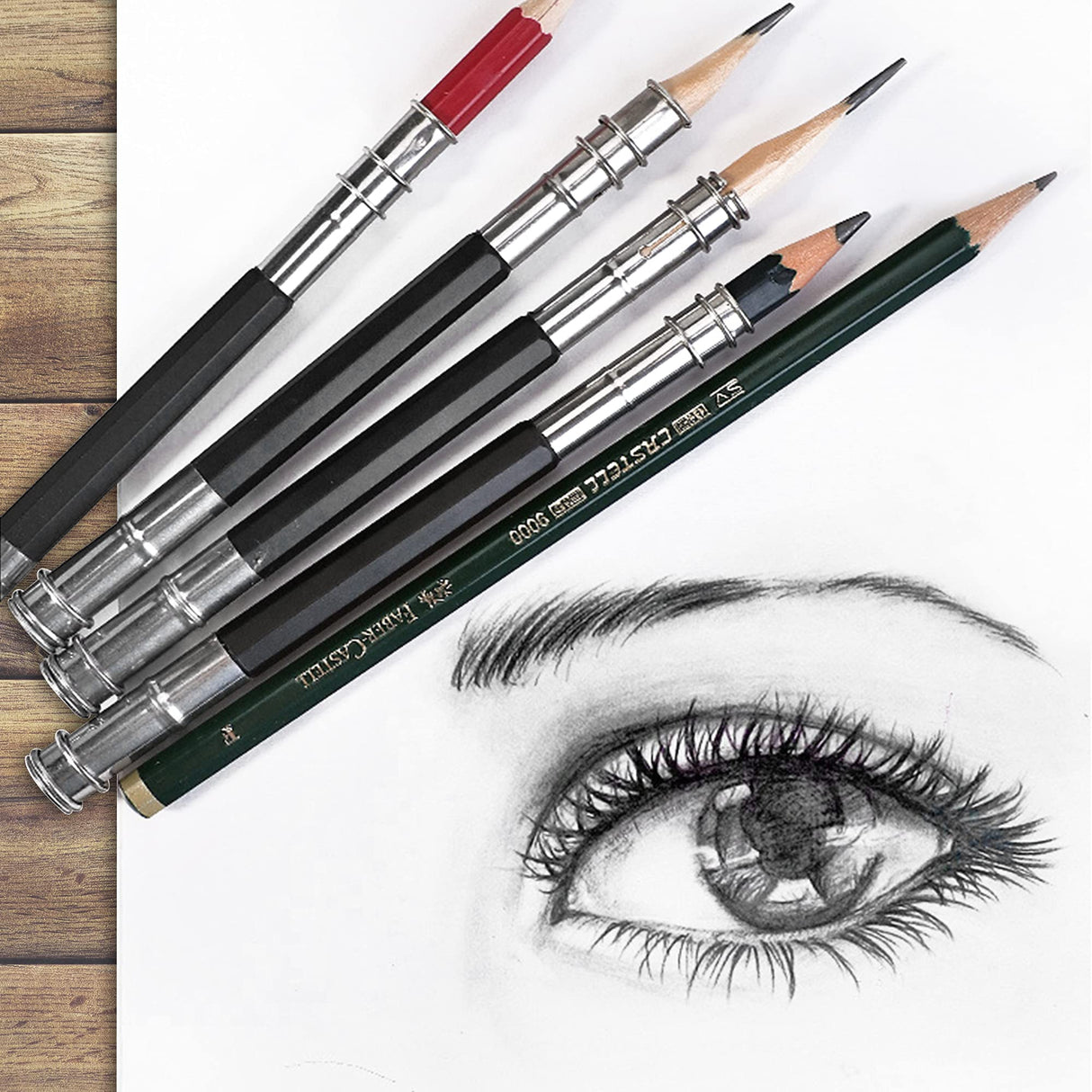 YACSEJAO Pencil Extenders 5PCS Adjustable Pencil Lengthener Tool Coupling Device for School Art Writing YACSEJAO