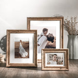 TWING 4x6 Picture Frames Set of 6, Rustic Farmhouse Picture Frame 3x5 with Mat or 4x6 Without Mat, Tabletop Display and Wall Mounting Home Decorative collage picture Photo Frames Wood Brown,Walnut TWING