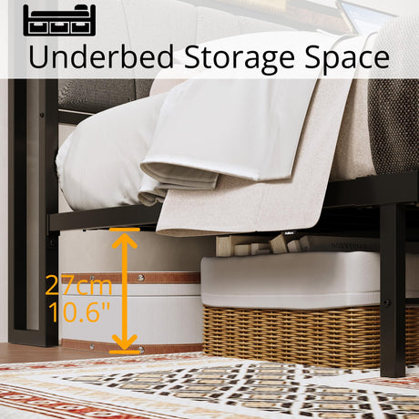 LIKIMIO King Size Bed Frame with Storage Headboard and Charging Station, Solid Construction, Easy Assembly LIKIMIO