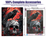 Helloween Crow Diamond Painting Kits for Adults, 5D Skull with Blood Horror Diamond Art Kits for Beginners, DIY Full Drill Diamond Kits Gem Arts Crafts for Home Wall Decor 12 x 16 Inch Mrnsiet