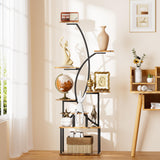 Tall Corner Shelf Stand with LED Lights, 8 Tier Bookshelf for Living Room, 65" Black Display Shelf Storage Cabinet Metal Plant Stand, Standing Rack Shelves Cases for Home Decor, Bedroom, Office JUSTOGO