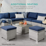 Best Choice Products Set of 2 Wicker Ottomans, Multipurpose Outdoor Furniture for Patio, Backyard, Additional Seating, Footrest, Side Table w/Storage, Removable Cushions - Cement Gray/Taupe Best Choice Products