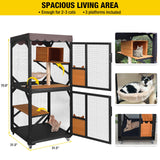 Aivituvin Outdoor Catio Cat Enclosures on Wheels Cat House 70.9" Large Kitty House with Upgraded Resting Box,Waterproof Roof Cover,Brown Aivituvin