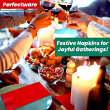 Perfectware 2PLY Christmas Paper Dinner Napkins. Pack of 100CT in Green and Red. 15 x 17 Paper Dinner Napkin Set Perfectware