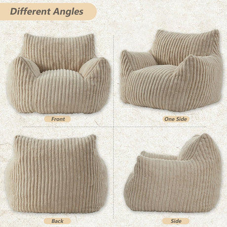 Achicsofar Giant Bean Bag Chairs for Adults Teens, Large Bean Bag Sofa Chairs with Filling Comfy Fuzzy BeanBag Chair with Armrests for Bedroom Living Room Reading Achicsofar