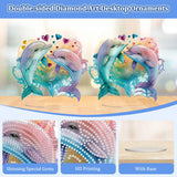 Bowetile Dolphin Diamond Art Desktop Ornaments Kits for Adults Beginners, 5D Special Shape Diamond Art Painting Animals Tabletop Ornaments, Crystal Gem Art Painting for Home Table Decor Crafts Gift Bowetile