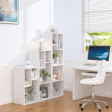 VECELO 4-Tier Bookcase, Modern Storage Cabinet with Height Difference Shelves for Standard Textbooks, 5 Cubes, Vertical or Horizontal, Easy Assembly, Pearl White VECELO