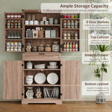 FUSOU 72'' Kitchen Storage Pantry Cabinet, Tall Storage Cabinet with 8 Door Shelves, 2 Cabinets and 1 Drawer, Freestanding Cupboard for Kitchen, Dining Room, Bathroom, Laundry, Living Room, Espresso FUSOU