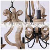 ANQIANYUE Farmhouse Chandelier, 6-Lights Wood Chandelier, Distressed Black Pendant Light Adjustable Height, Rustic Chandeliers for Dining Room Kitchen Island Foyer Living Room Entryway Hallway (18.3") ANQIANYUE