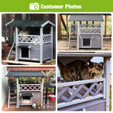GUTINNEEN Cat House Outdoor Weatheproof Feral Cat Shelter Wooden Cat Condos for Winter Large Balcony GUTINNEEN