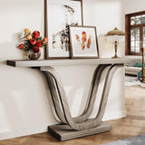 Tribesigns Farmhouse Console Table, 55.12" Wood Entryway Table, Narrow Hallway Table, Behind Couch Table Foyer Table with Double U-Shaped Legs for Entryway, Living Room, Corridor Tribesigns