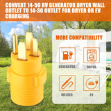 Kanayu Compatible with NEMA 14-50P to 14-30R Adapter, 4 Prong 50 Amp to 30 Amp Adapter, for Level 2 EV Charger, Generator Welder Dryer EV Charger Power Cord Connector Kanayu