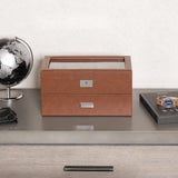 ROTHWELL 20 Slot Leather Watch box - Luxury Case Display Jewelry Organizer, Locking Display Case Holder with Large Real Glass Top - Watch Box Organizer for Men and Women (Tan/Brown) ROTHWELL