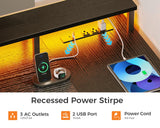 ODK 75" Reversible L Shaped Desk with LED Lighting, Power Outlet, and Ample Storage Solutions in Black ODK