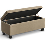 SONGMICS Storage Ottoman, Storage Bench, Tufted Entryway Bedroom Bench, 17.7 x 46.5 x 17.7 Inches, Hinges Easy Lid Operation, Wooden Legs, Linen-Look Cover, Loads 330 lb, Camel Brown ULOM070K01 SONGMICS