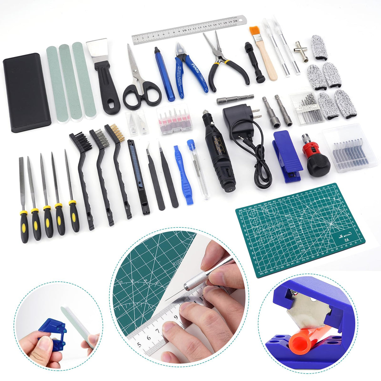 YIBEICO 3D Printing Tools with Storage Box for 3D Printer Modeler Basic Tools Diverse 3D Print Nozzle Cleaning Kit Rotary Tool 3D Printer Tools for Remove/Trim and Finish 3D Print (124Pcs) YIBEICO